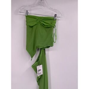 Pretty Little Thing Outfit 2 Piece Set Womens Green Crop Top Long Skirt NWT Sz 2